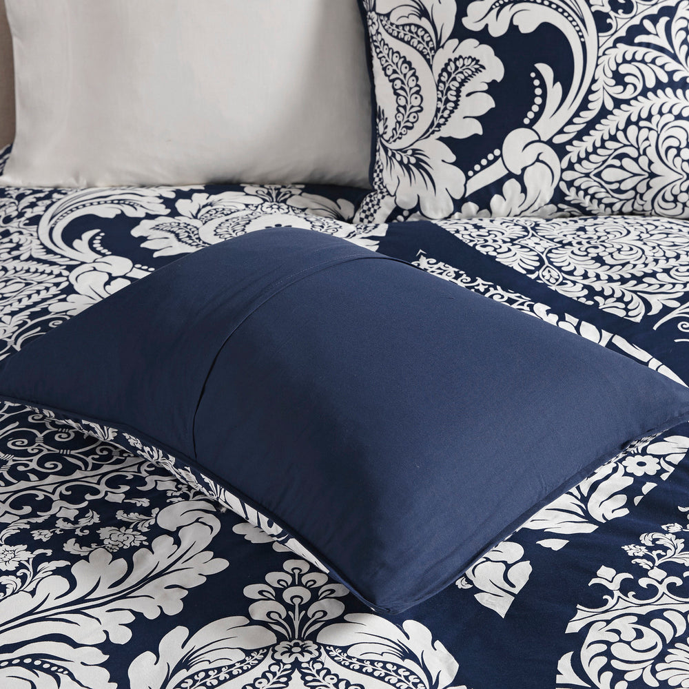 7 Piece Cotton Printed Comforter Set Indigo Cal King Media 5