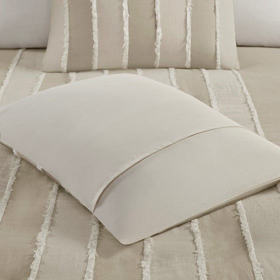 Full/Queen 3 Piece Striped Cotton Duvet Cover Set Media 6