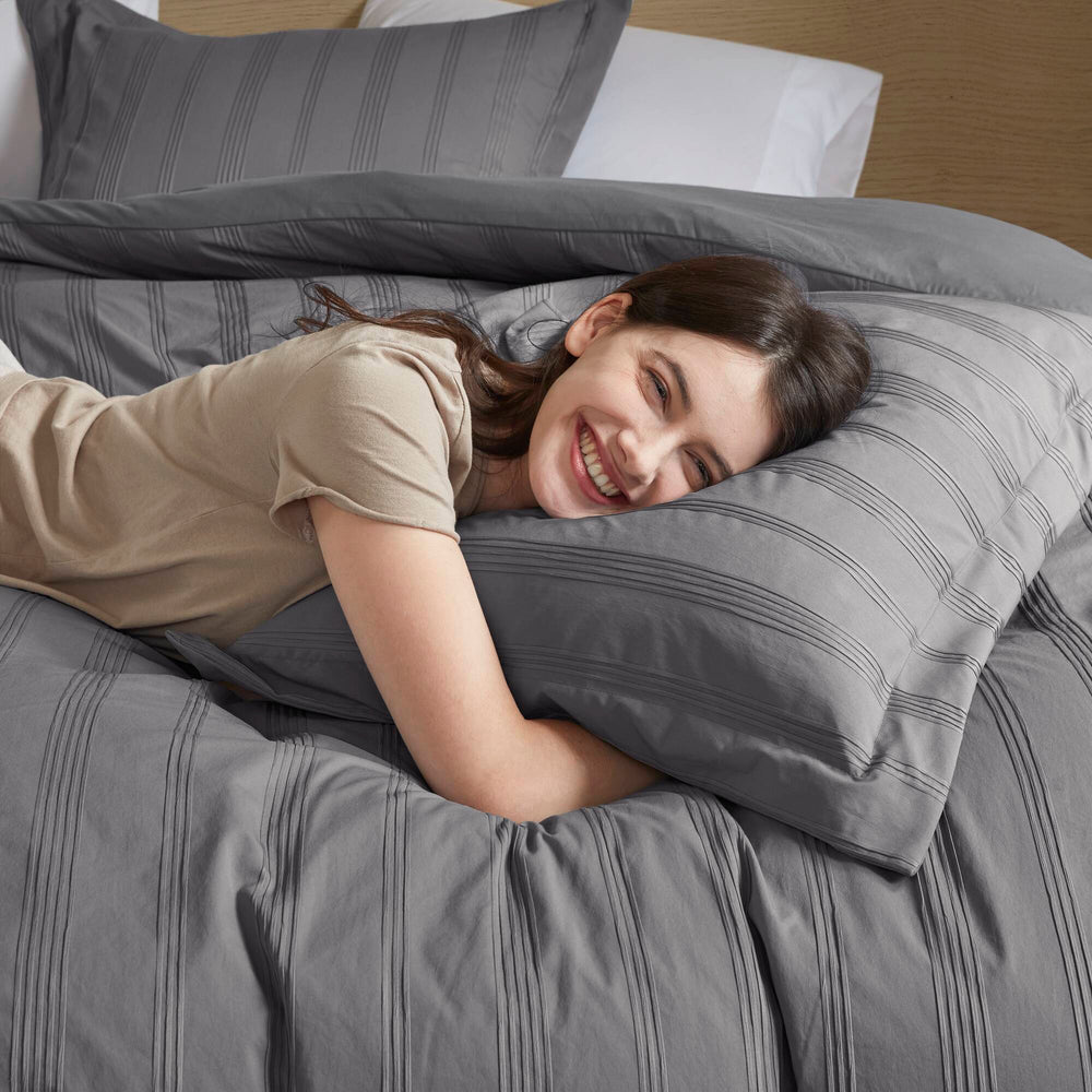 7-Piece King Woven Striped Comforter Set Media 8