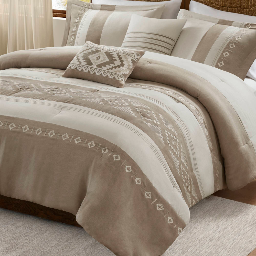5-Piece King Comforter 5pcs Set,Taupe Media 19