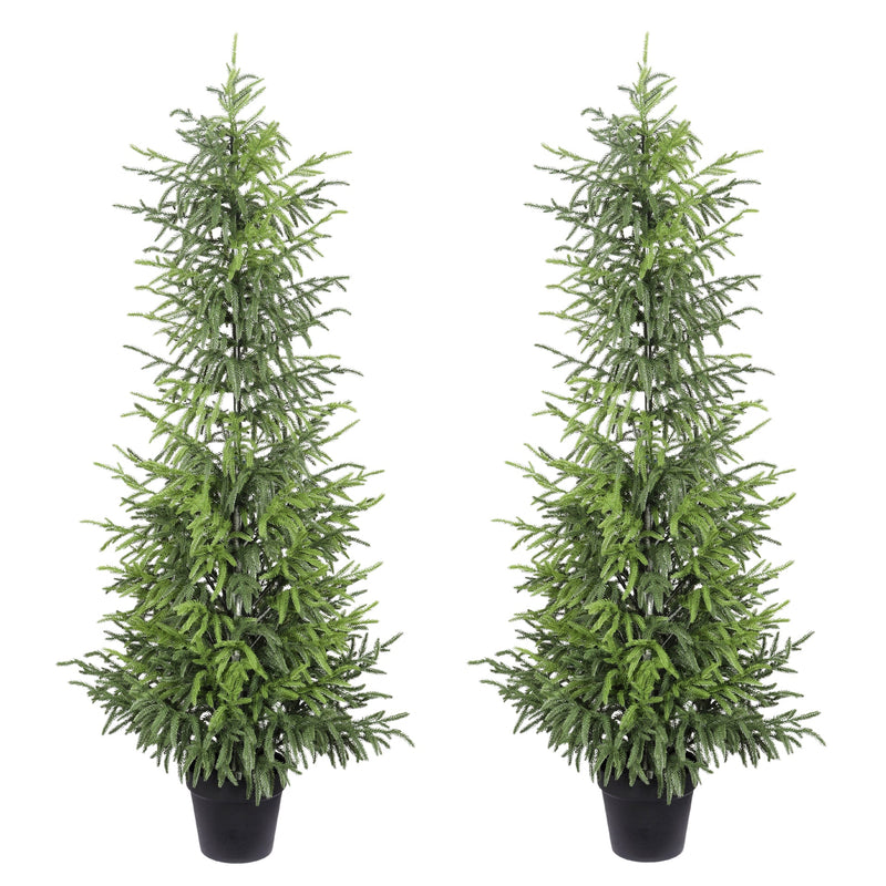 4' Artificial Real Touch  Pine Tree in Black Plastic Pot, 2pc/set