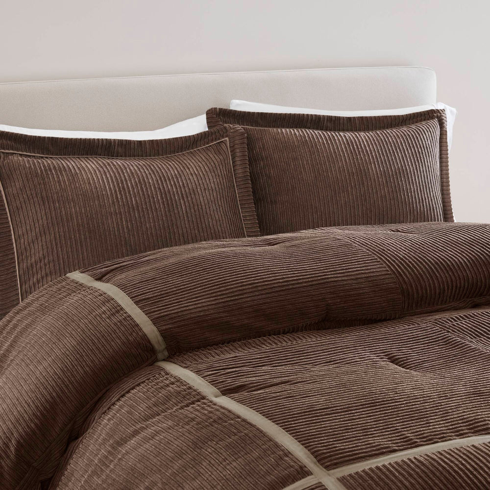 7 Piece Micro Corduroy Comforter Set Brown Cal King Media 5