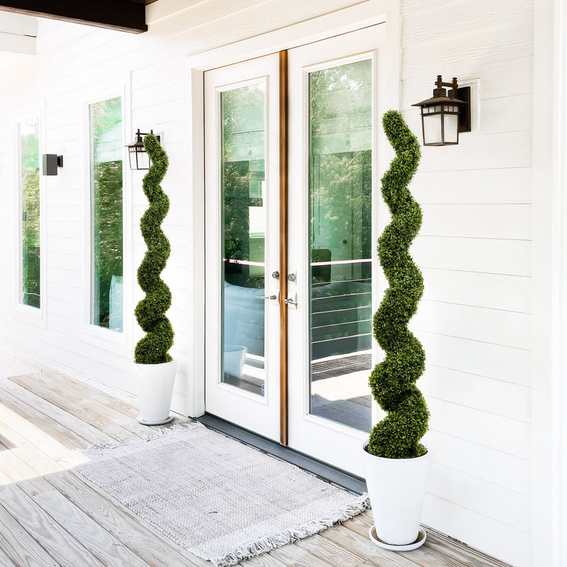 Artificial Outdoor UV Resistant Plastic Boxwood Topiary Spiral Tree 180cm Set of 2