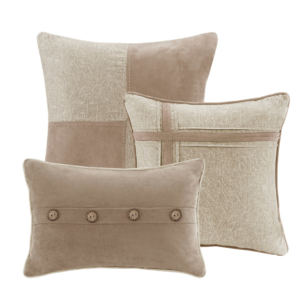 7 Piece Faux Suede Comforter Set Tan King Media 4