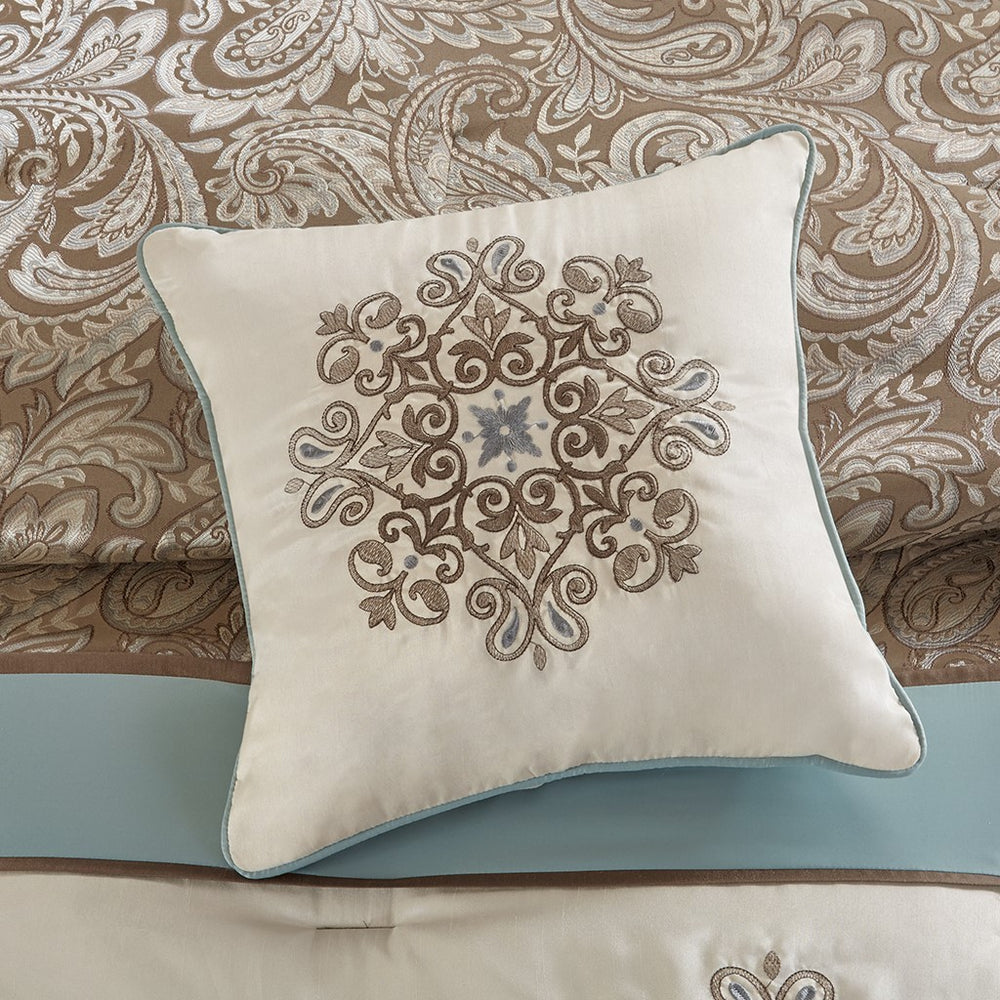 Jacquard 7 Piece Comforter Set Blue Queen Media 6