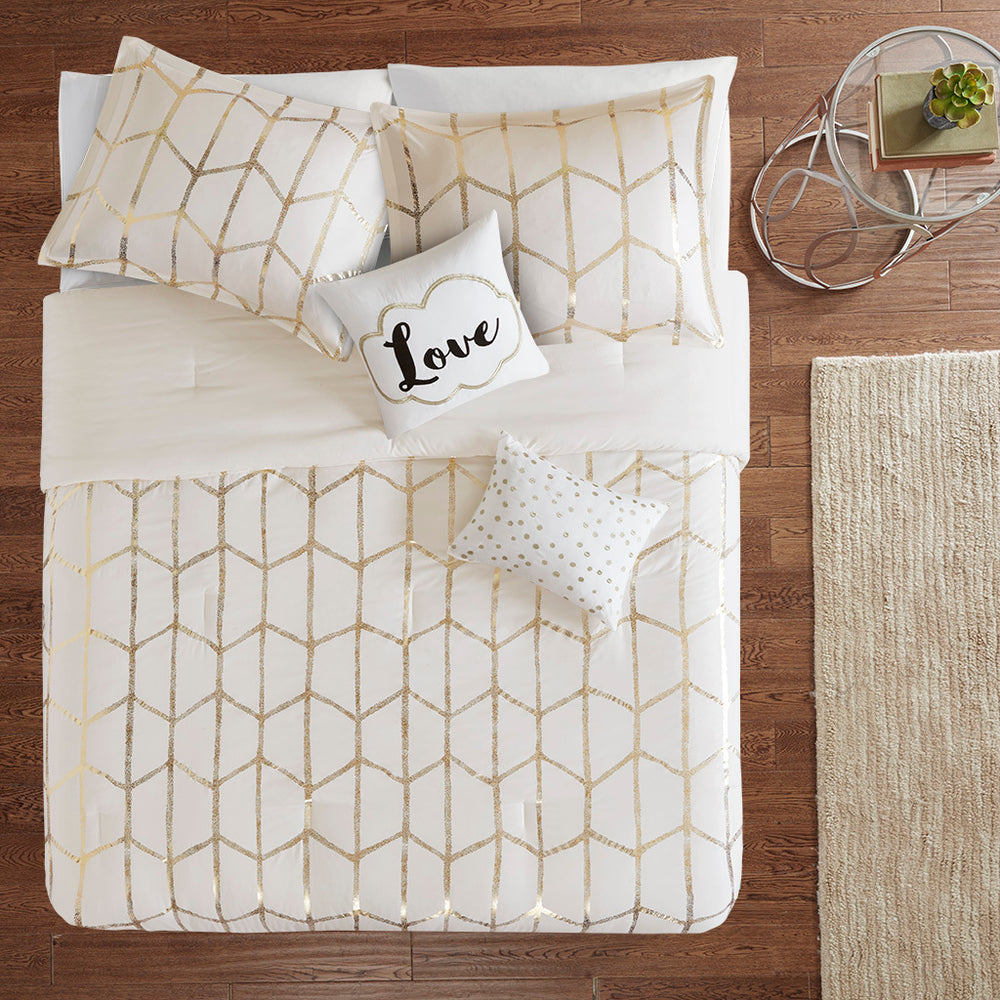 Full/Queen Metallic Printed Comforter Set Media 11