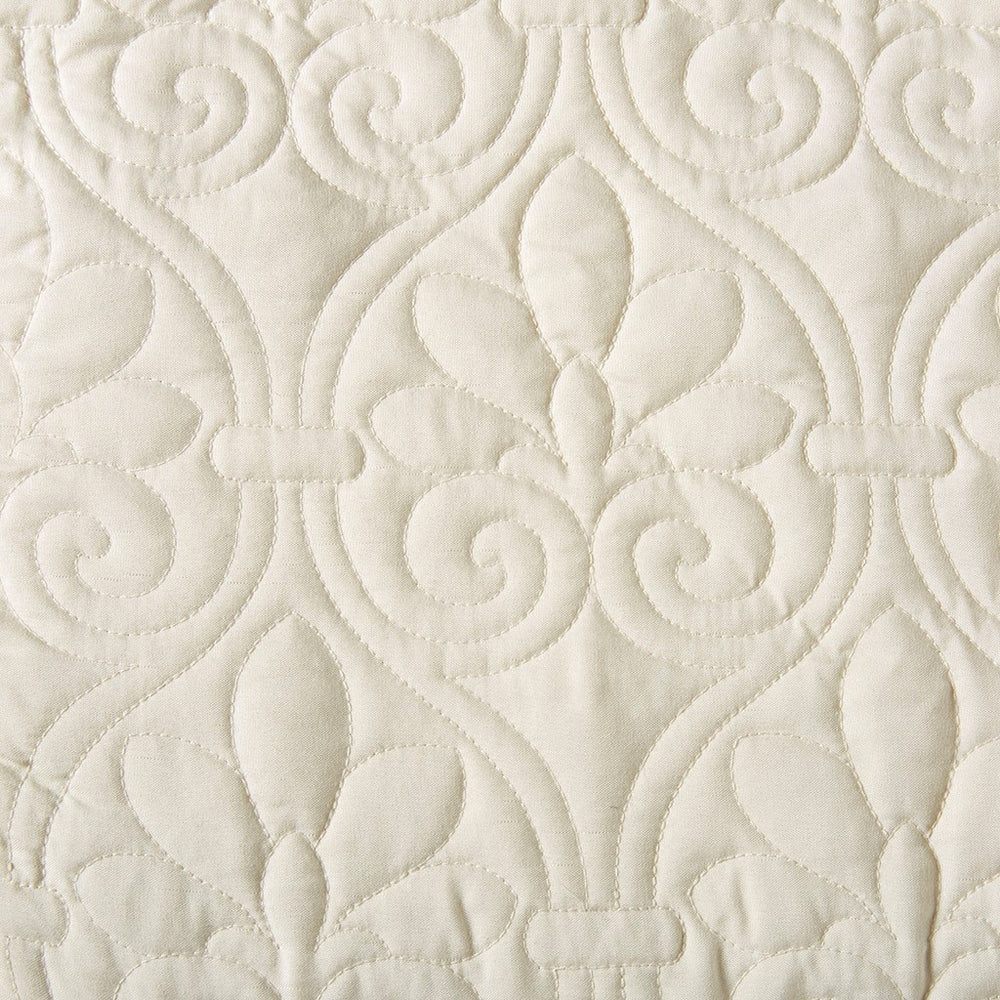 3 Piece Split Corner Pleated Quilted Bedspread Cream King Media 12