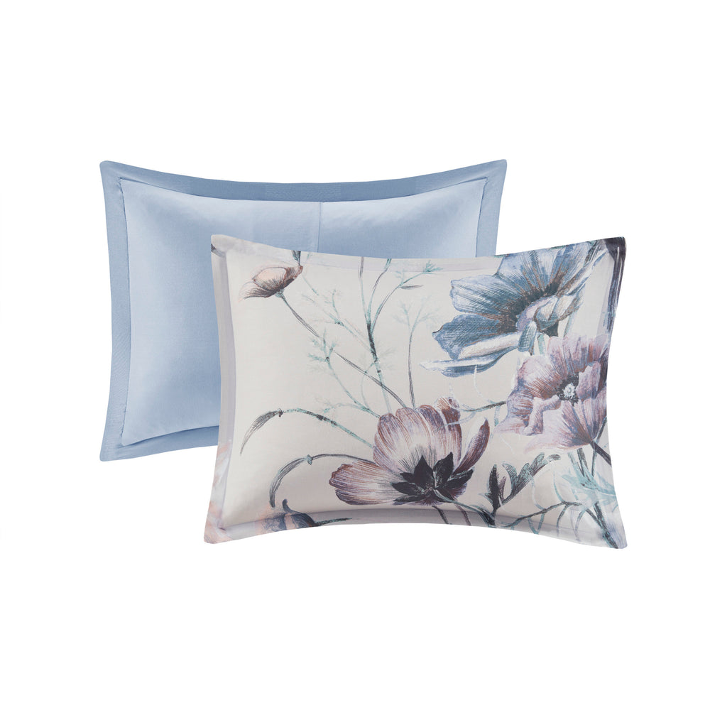 8 Piece Cotton Printed Comforter Set Blue King Media 12