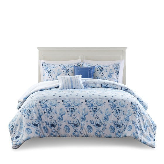 Full/Queen Floral Striped Comforter Set Media 7
