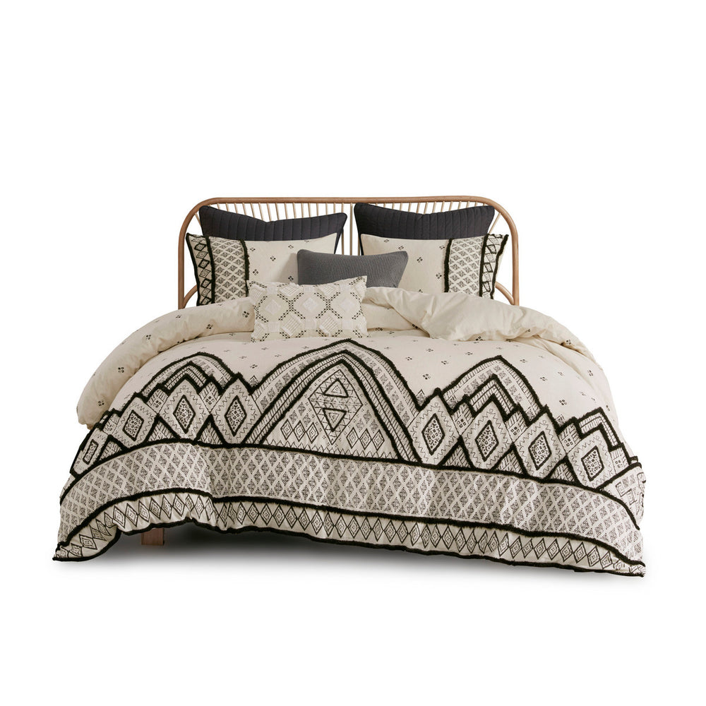 Full/Queen 3 Piece Flax and Cotton Blended Duvet Cover Set Media 3