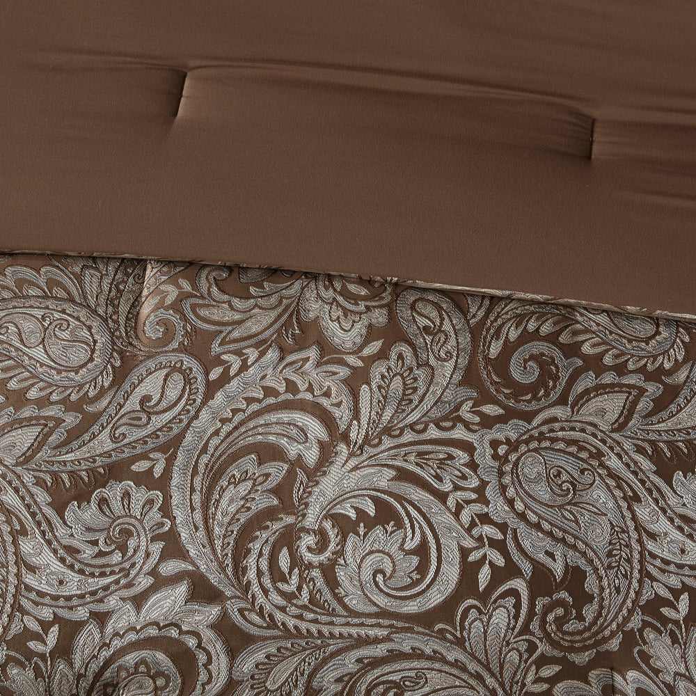 12 Piece Comforter Set with Cotton Bed Sheets Blue/Brown Cal King Media 3