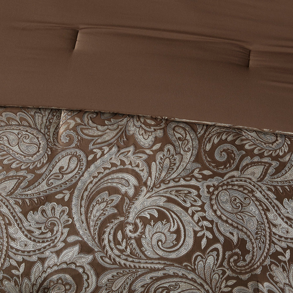 12 Piece Comforter Set with Cotton Bed Sheets Blue/Brown Cal King Media 3