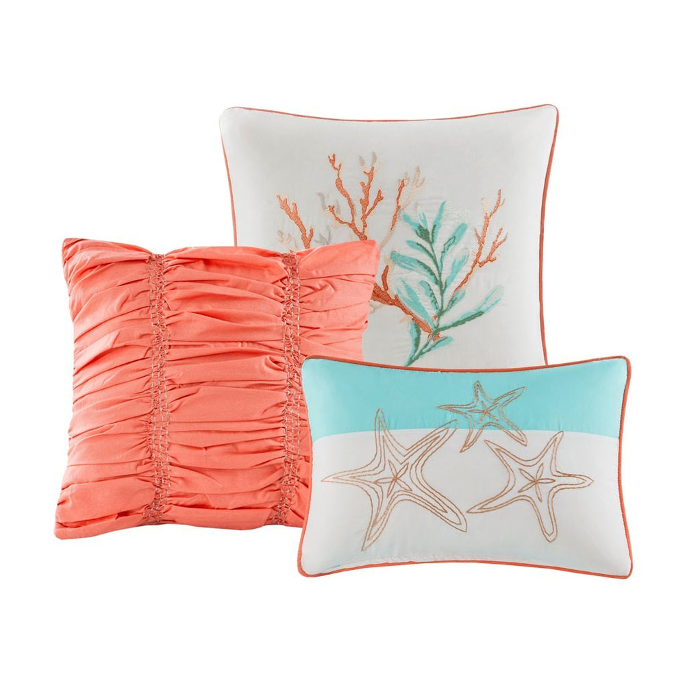 7 Piece Cotton Sateen Comforter Set Coral Cal King Media 3