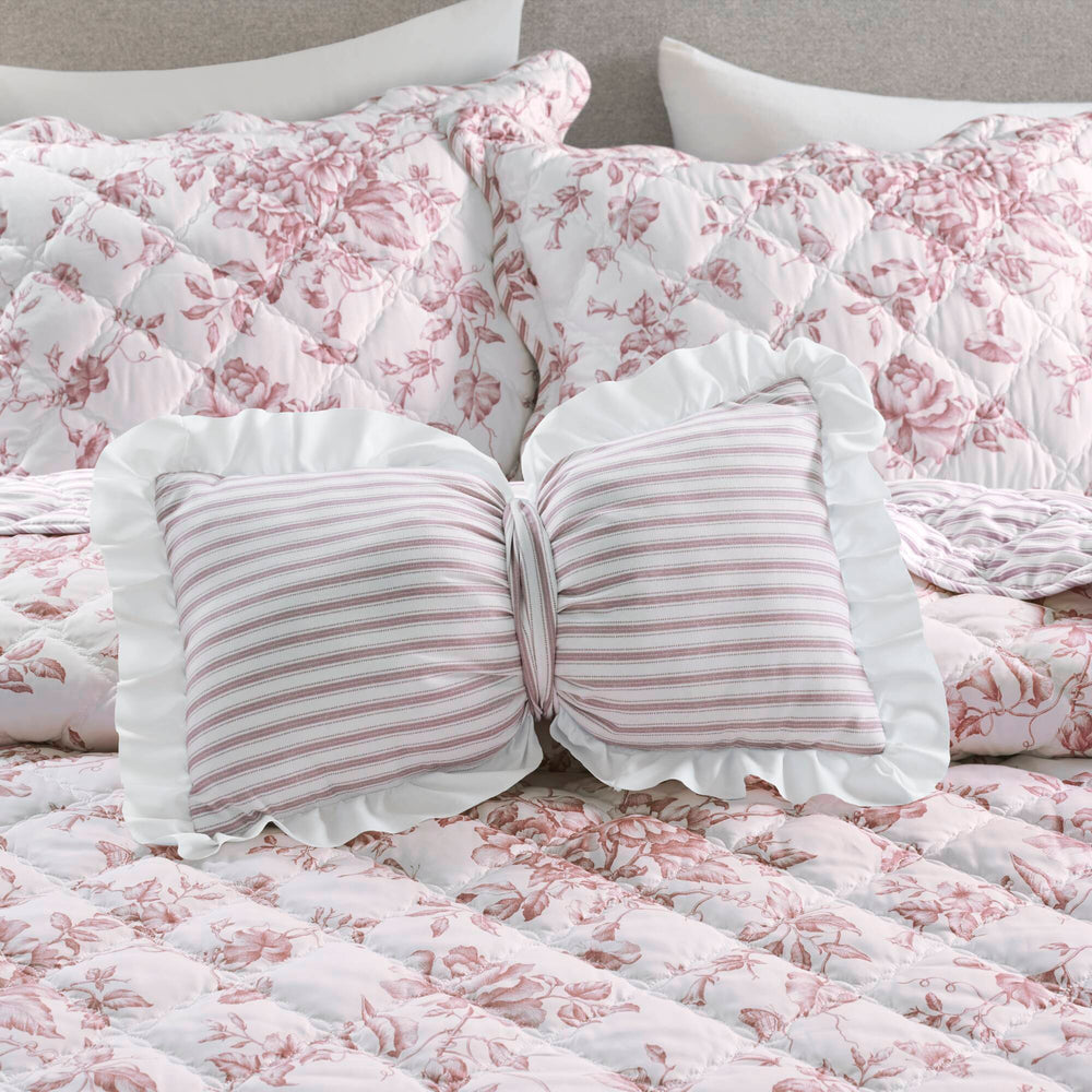 4 Pieces King  Quilt Set with Decorative Pillow,Pink Media 19