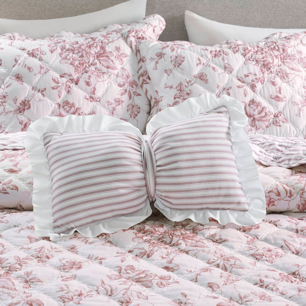 4 Pieces King  Quilt Set with Decorative Pillow,Pink Media 19