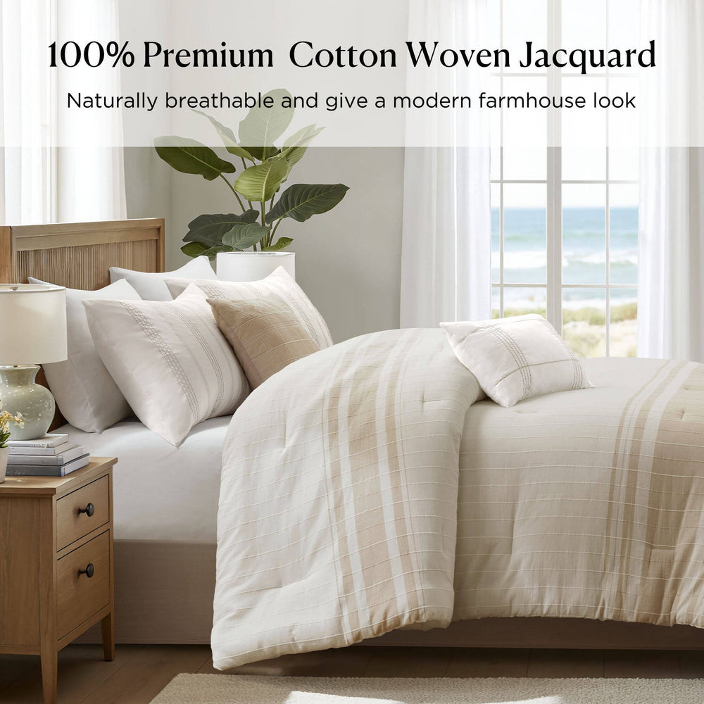 6-Piece Cal King Cotton Jacquard Oversized Comforter Set Media 10