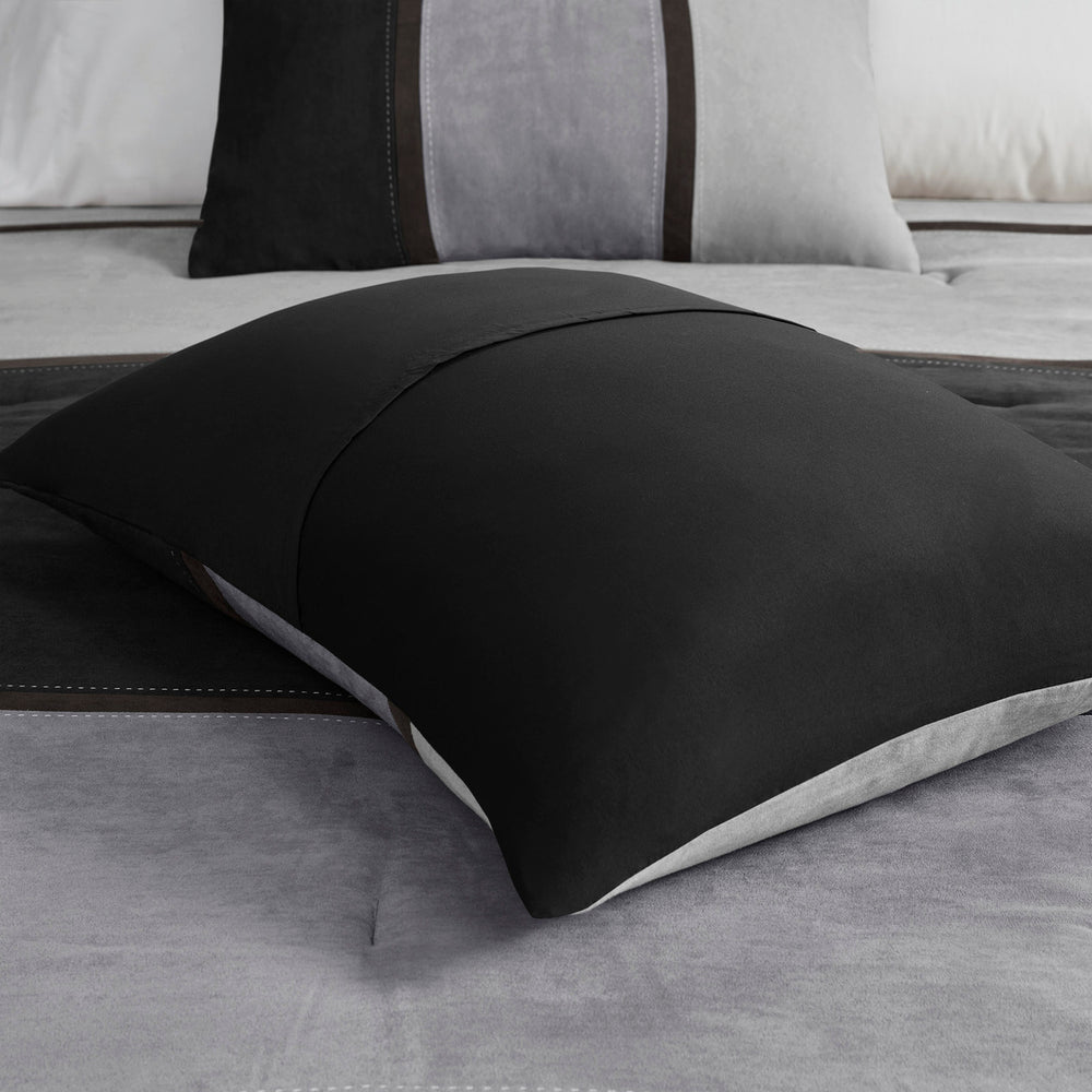 7 Piece Faux Suede Comforter Set Black King Media 9