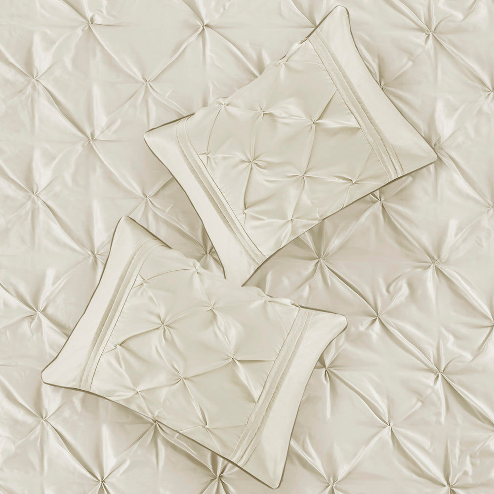 7 Piece Tufted Comforter Set Ivory Queen Media 2