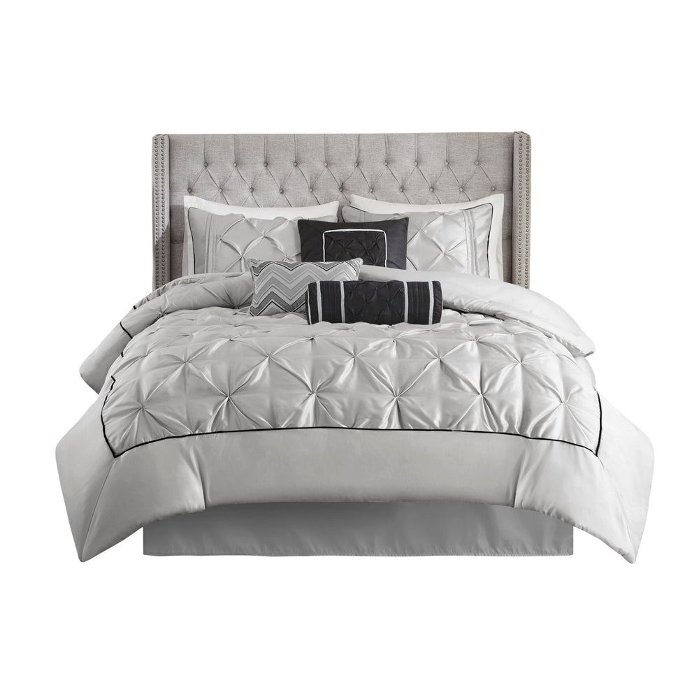 7-Piece Full 100% Polyester Pieced Pleated Tufted Comforter Set Media 11