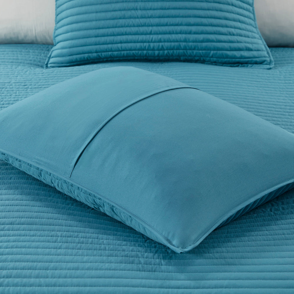 8 Piece Printed Seersucker Comforter and Quilt Set Collection Aqua King/Cal King Media 12