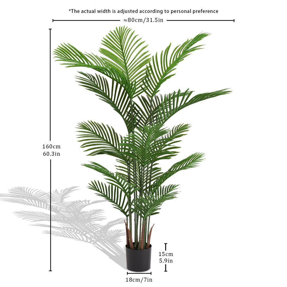 Artificial Areca Palm Plant 160cm Tall Faux Tropical Dypsis Lutescens Tree Green Plastic Indoor Outdoor Décor Media 3