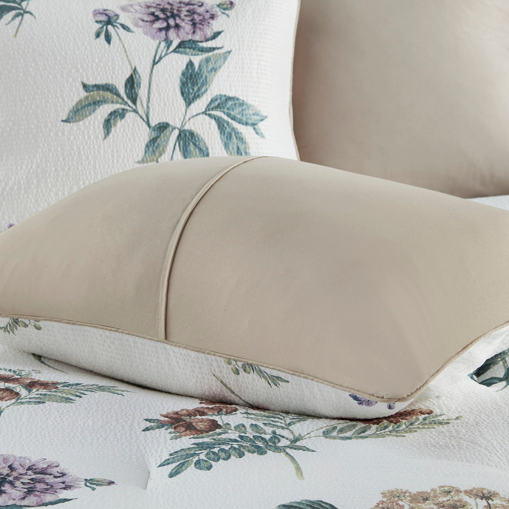 7 Piece Printed Seersucker Comforter Set with Throw Blanket Taupe/Blush Full/Queen Media 19