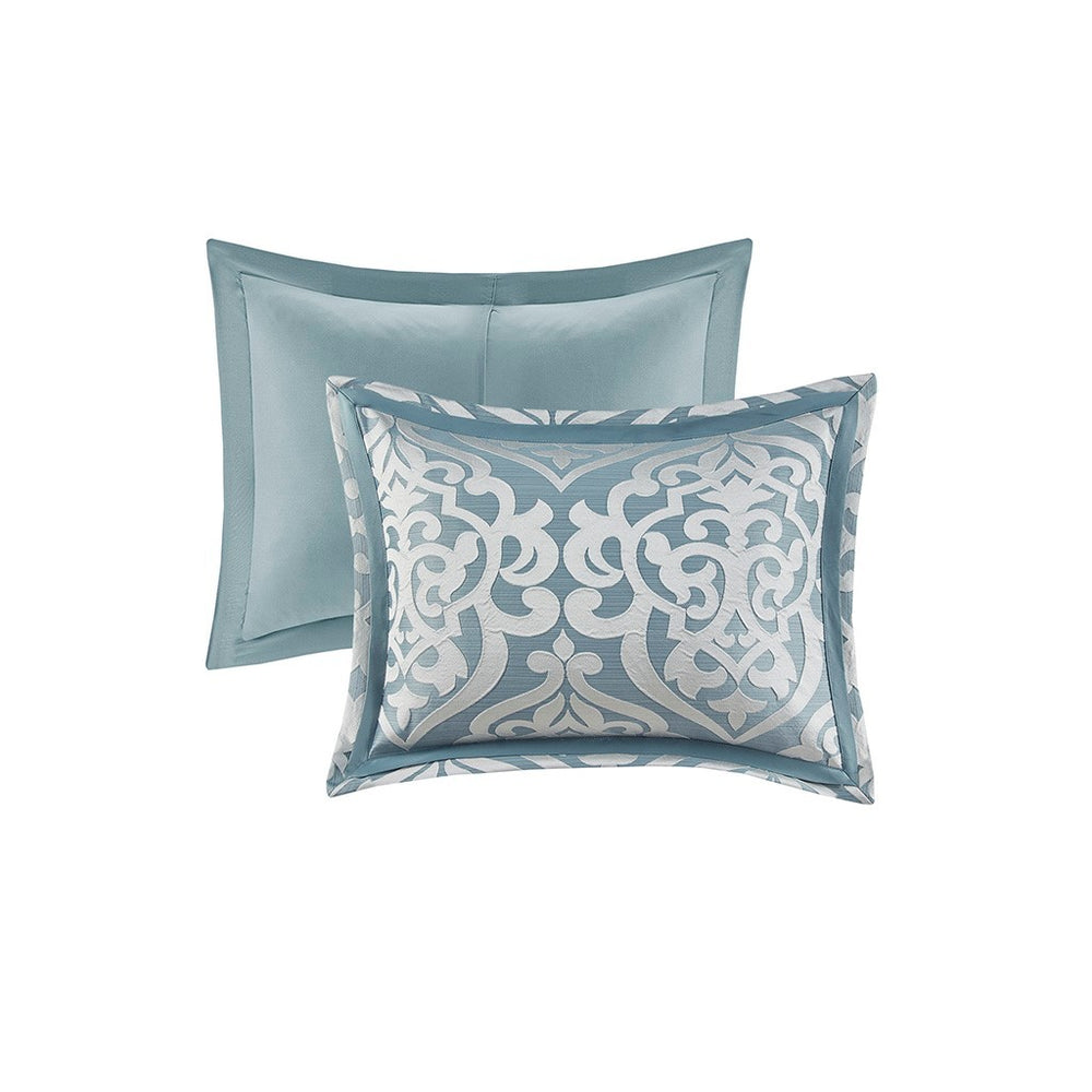 8 Piece Jacquard Comforter Set Aqua/Silver Cal King Media 3