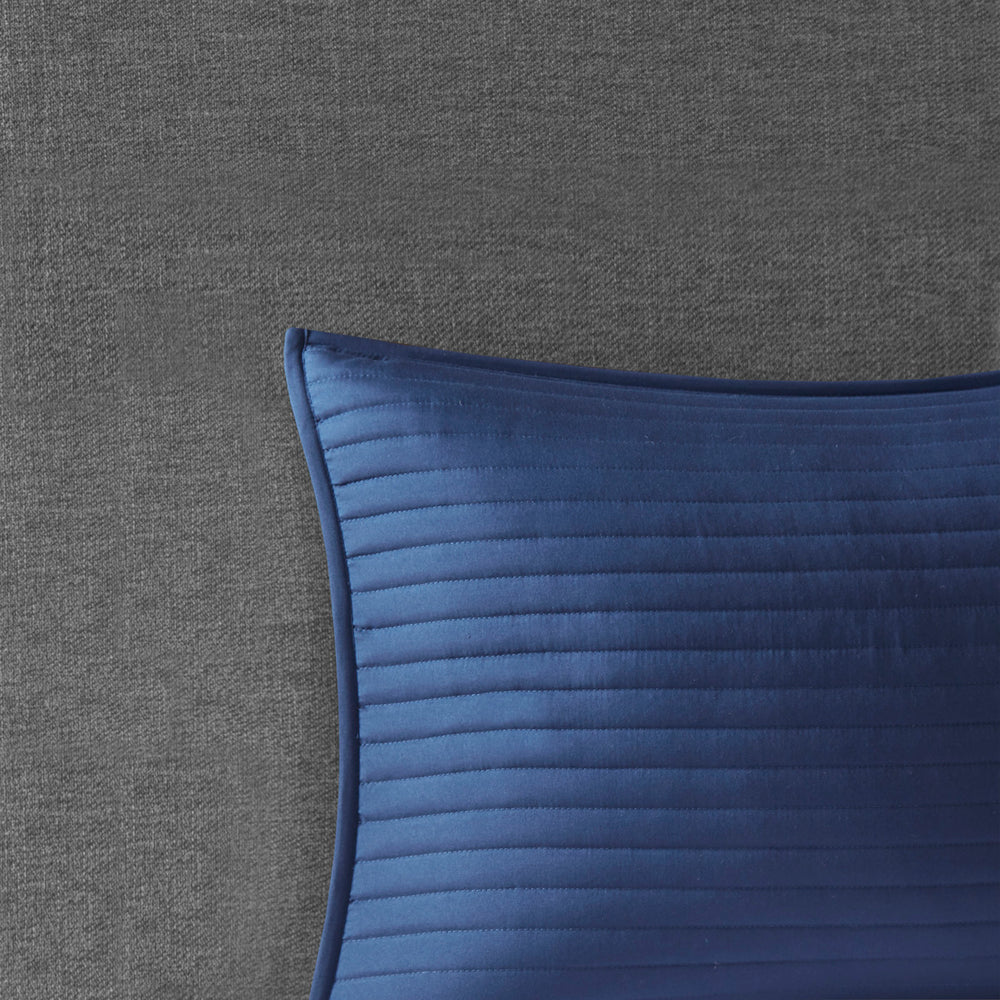 8 Piece Printed Seersucker Comforter and Quilt Set Collection Blue Full/Queen Media 10