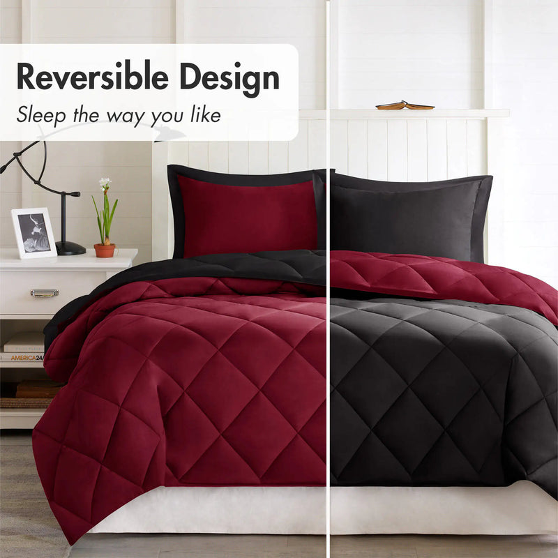 3M Scotchgard Diamond Quilting Reversible Down Alternative Comforter Set