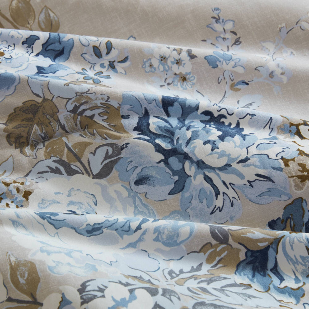 5-Piece Twin 5 Piece Vin -inspired Collection floral print,Beige/Blue Media 18
