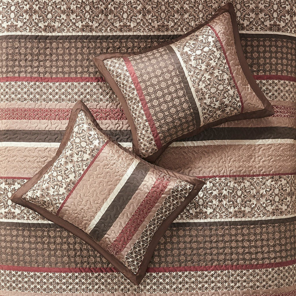5 Piece Reversible Jacquard Bedspread Set Red Queen Media 15