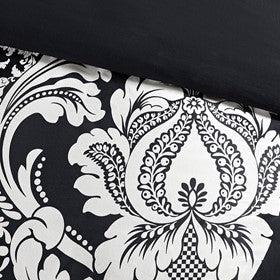 7 Piece Cotton Printed Comforter Set Black Queen