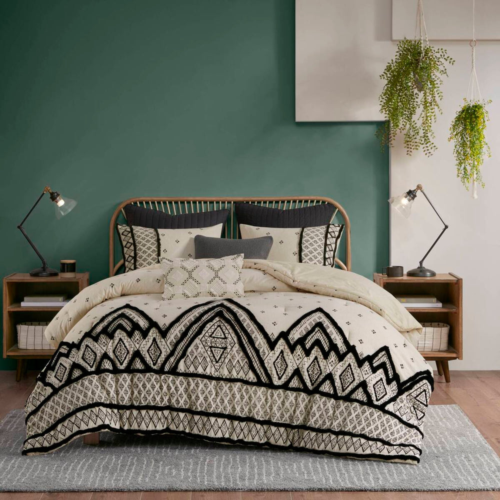 3 Piece Cotton and Flax Linen Blend Comforter Set Natural King/Cal King Media 10