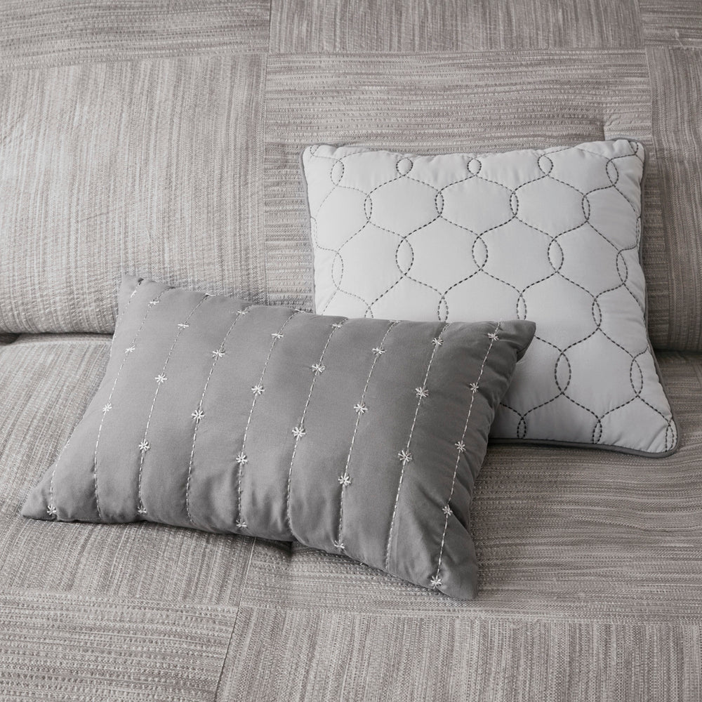 7 Piece Printed Seersucker Comforter Set Grey Queen Media 8