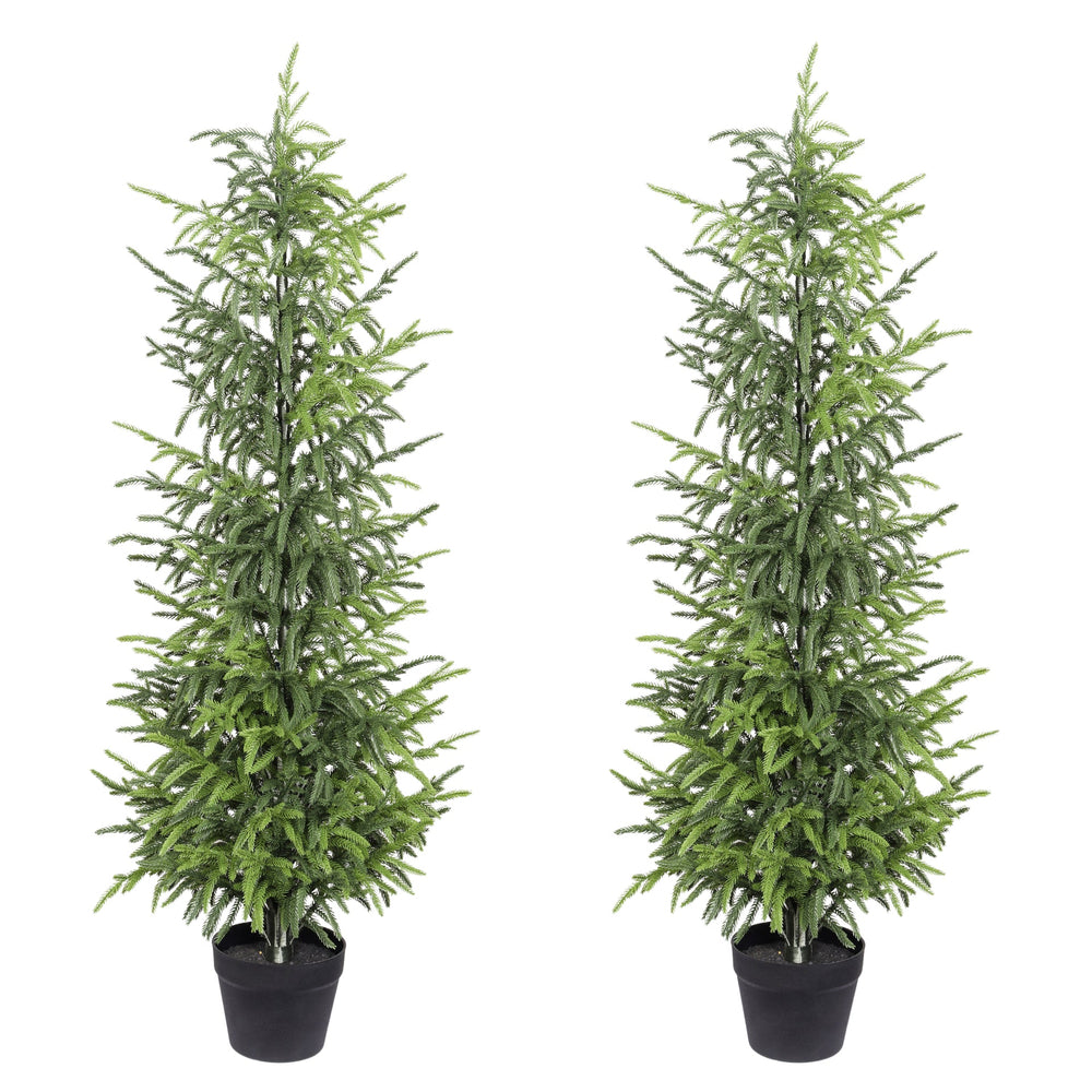 5' Artificial Real Touch Pine Tree in Black Plastic Pot, 2pc/set Media 6