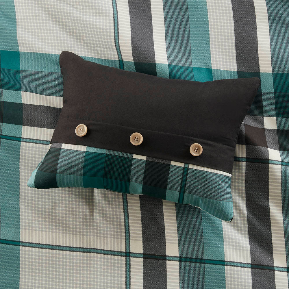 9 PCS Queen Plaid Comforter Set with Bed Sheets Teal/Black Media 5