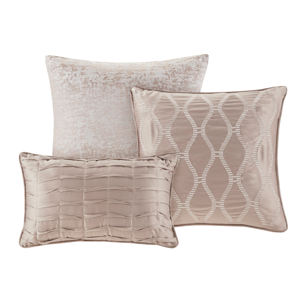 7 Piece Chenille Jacquard Comforter Set Taupe King Media 3