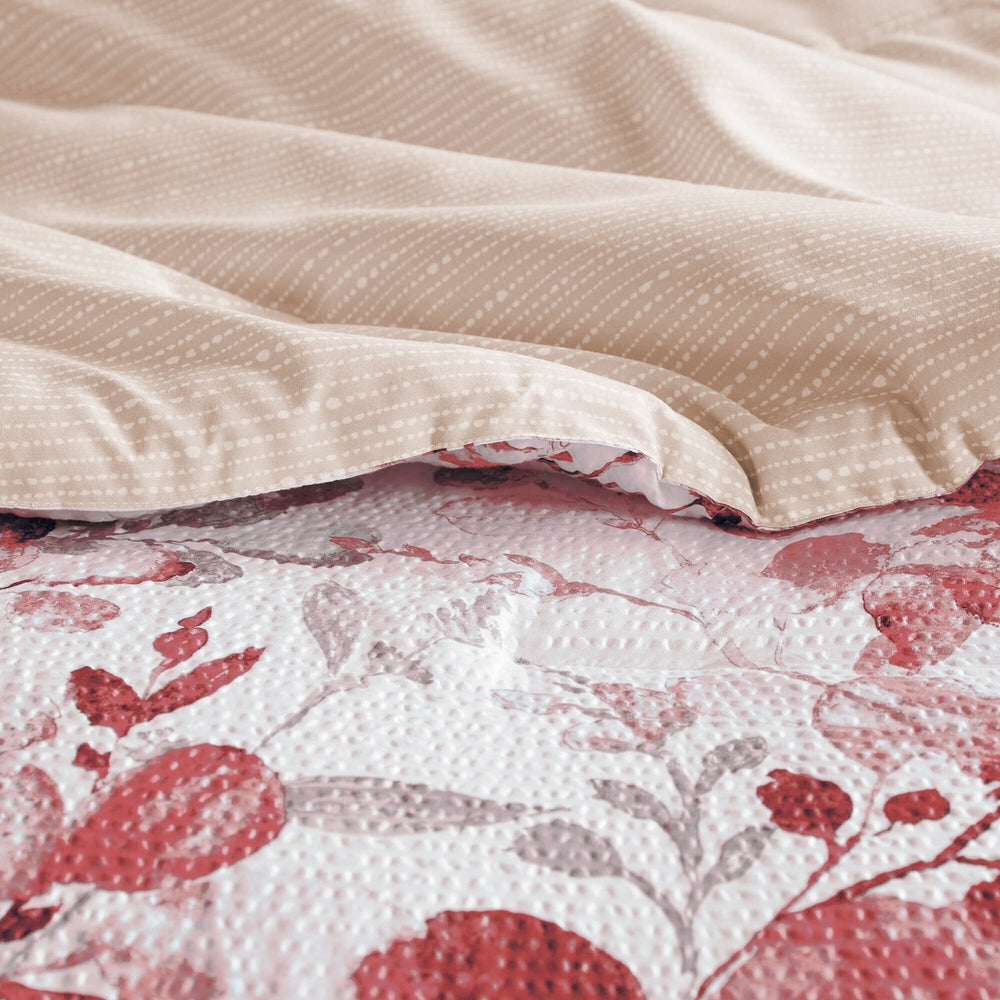3-Piece Full/Queen Reversible Floral Botanical Seersucker Comforter Set,Pink Media 4