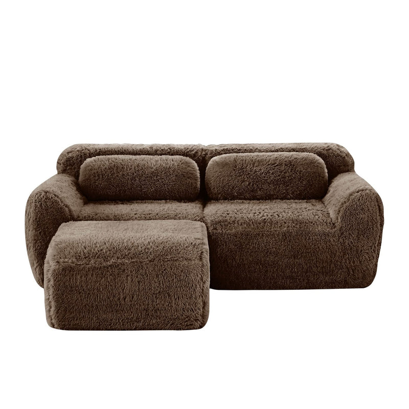 L Shaped Sofa With Chaise Soft Fluffy Plush Fabric For Cozy Living Room And Home Lounge