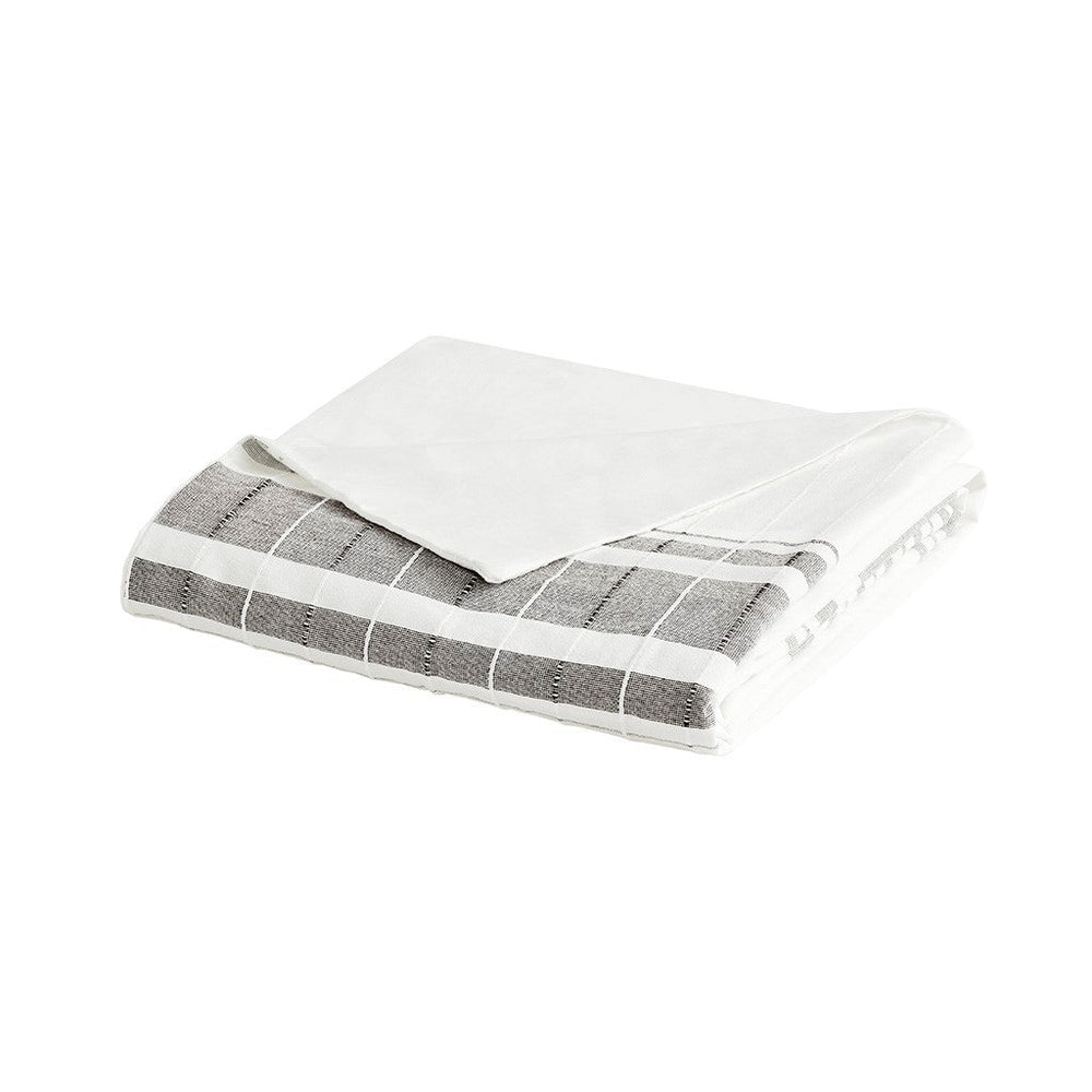 5 Piece Cotton Jaquard Duvet Set White/Grey King/Cal King Media 13