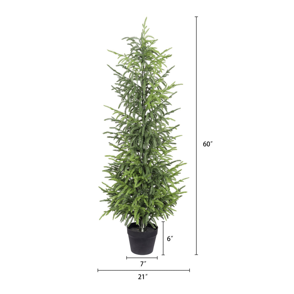 5' Artificial Real Touch Pine Tree in Black Plastic Pot, 2pc/set Media 7