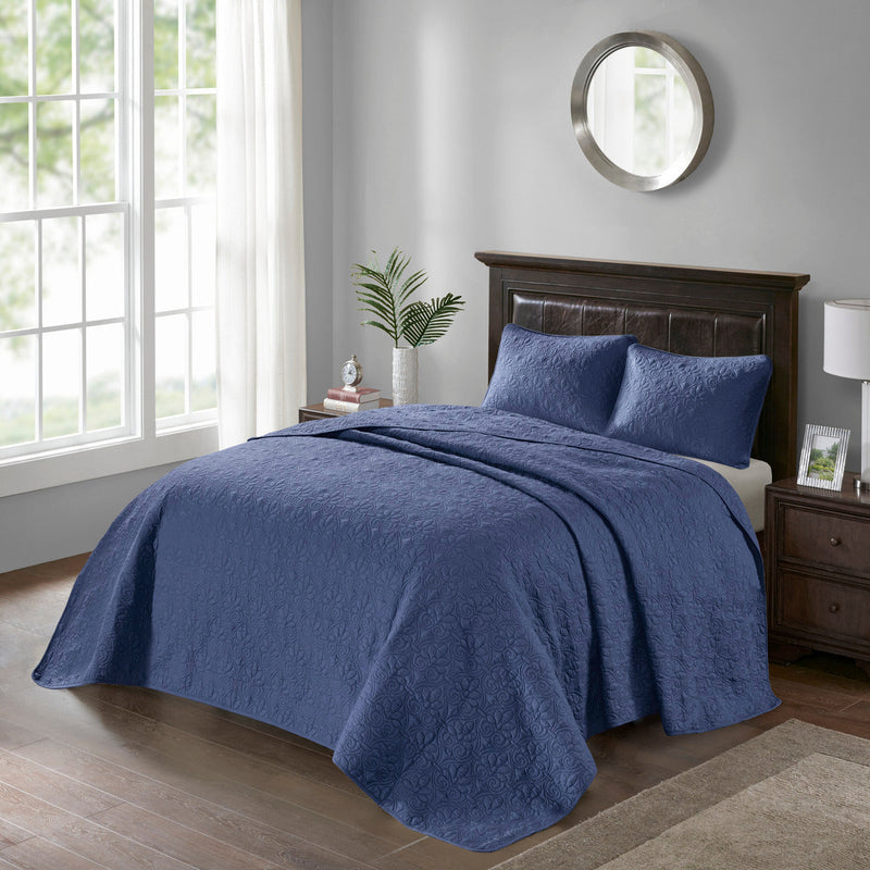 Reversible Bedspread Set Navy Queen