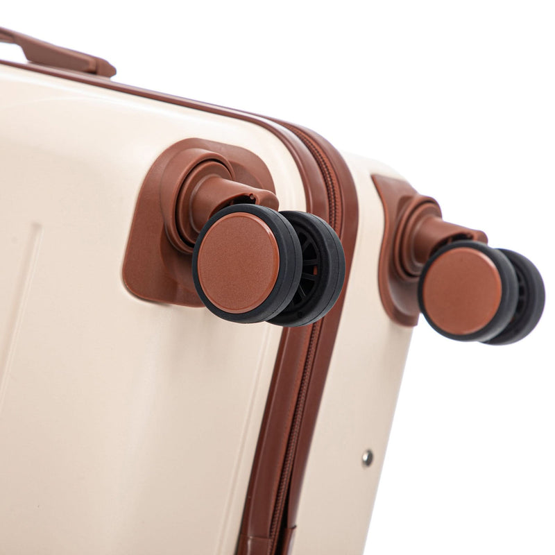 Abs Luggage Set 20 24 28 Inches 3 Piece Beige Durable Spinner Wheels & Combination Lock