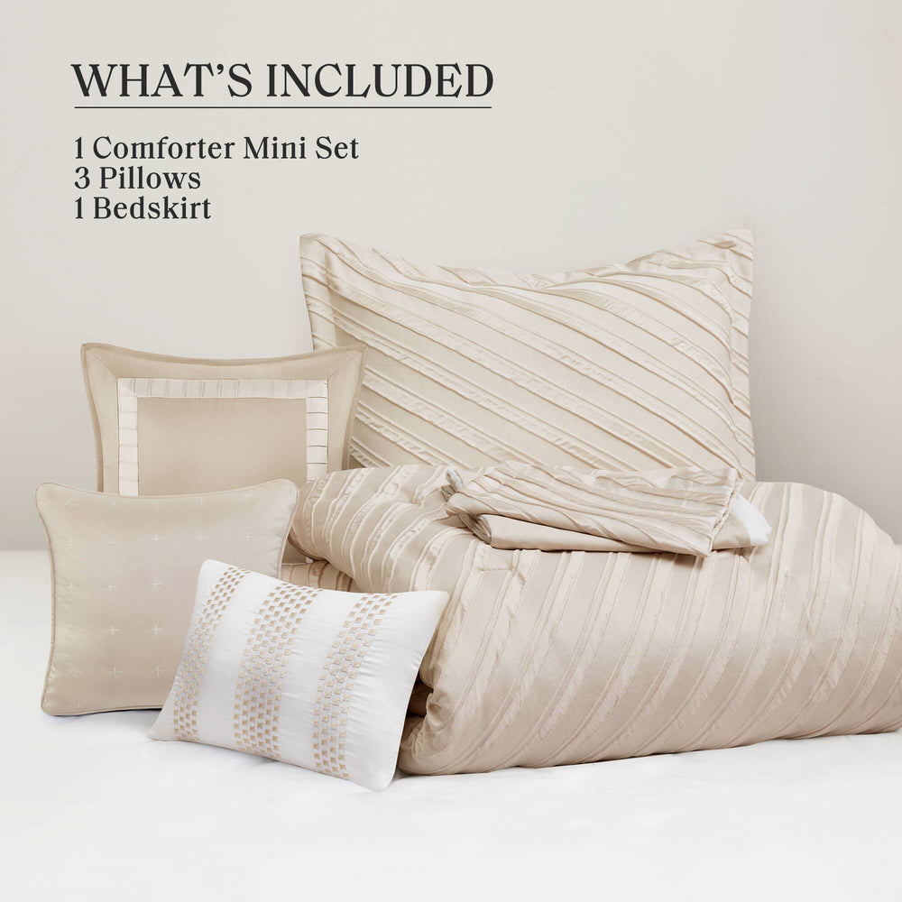 7 PCS Queen Comforter Set Beige Media 11