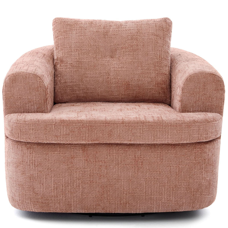 360 Degree Swivel Chair Chenille Pink Dual Layer Cushion Living Room Decor Accent Seating Home