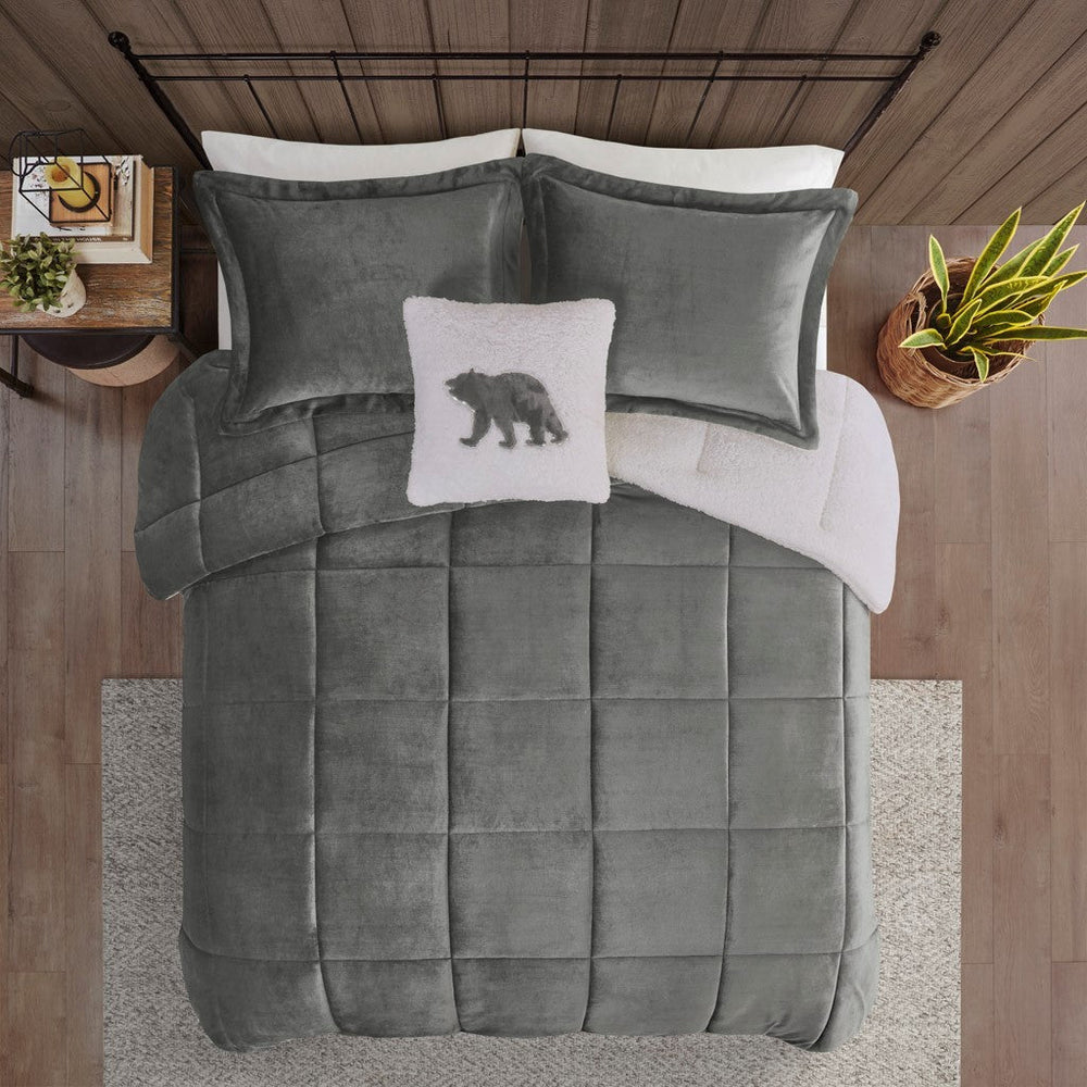 Full/Queen Plush to Sherpa Down Alternative Comforter Set Media 4