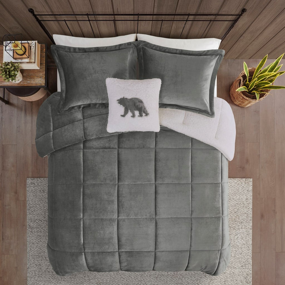 Full/Queen Plush to Sherpa Down Alternative Comforter Set Media 4