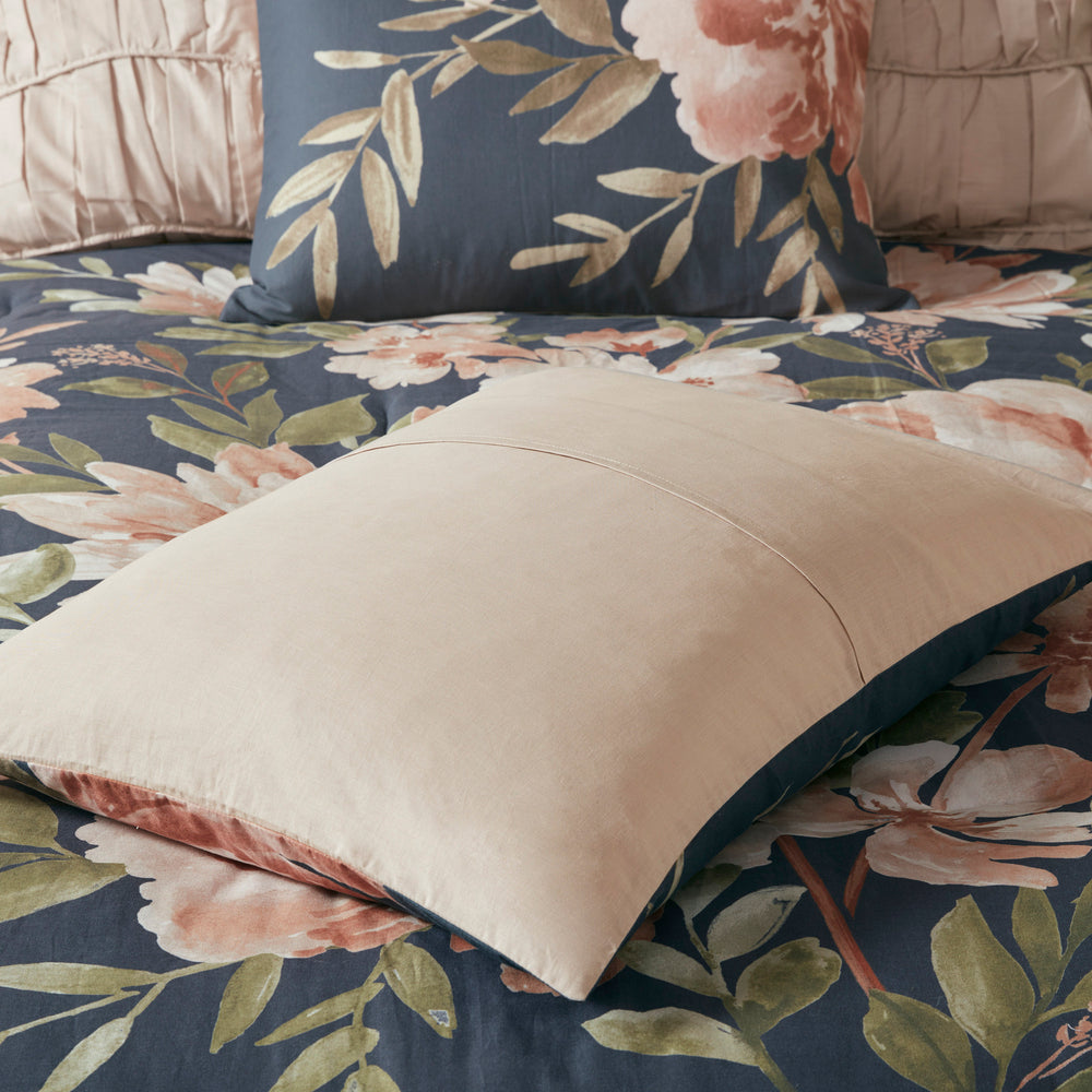 8 Piece Cotton Comforter Set Navy King Media 11