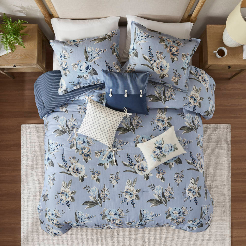 7PCS Queen Vintage Floral Comforter Set Media 18