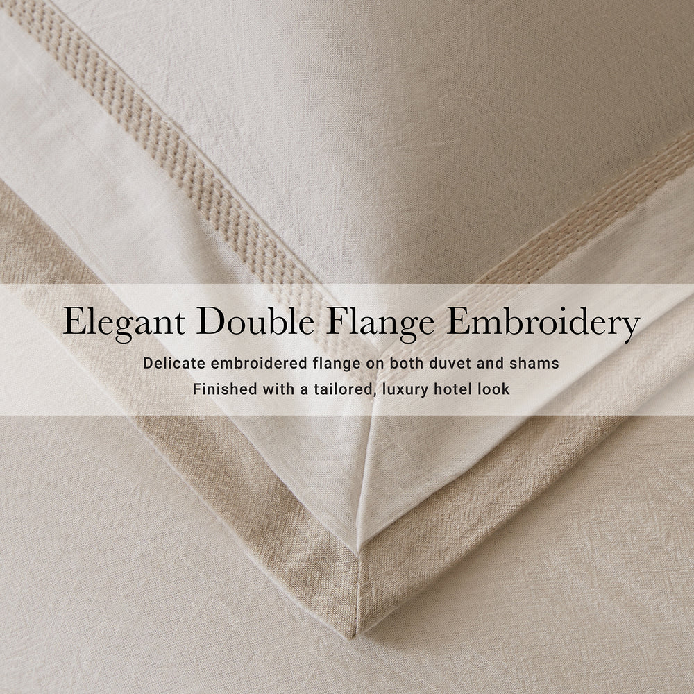 3 Pieces Full/Queen Duvet Cover Set,White+Beige Media 4